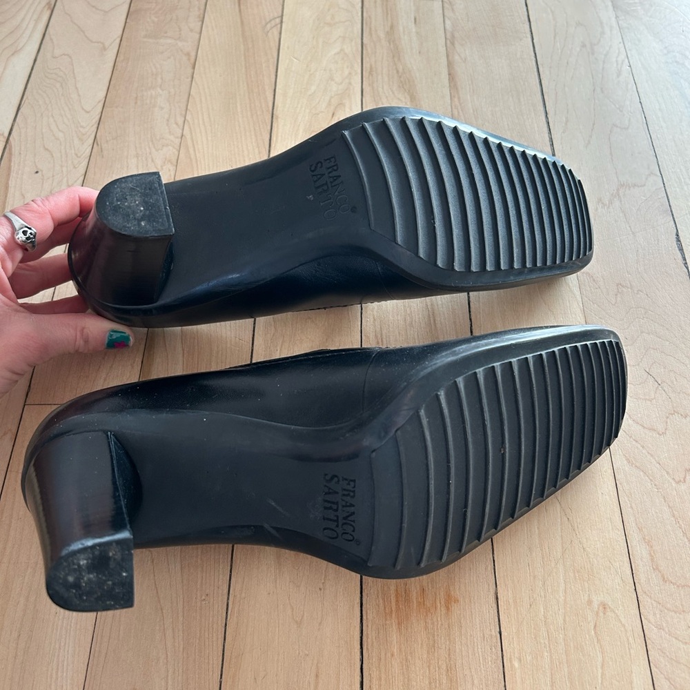 *SOLD* Franco Sarto Black Square-Toe Heels - Picture 6 of 6